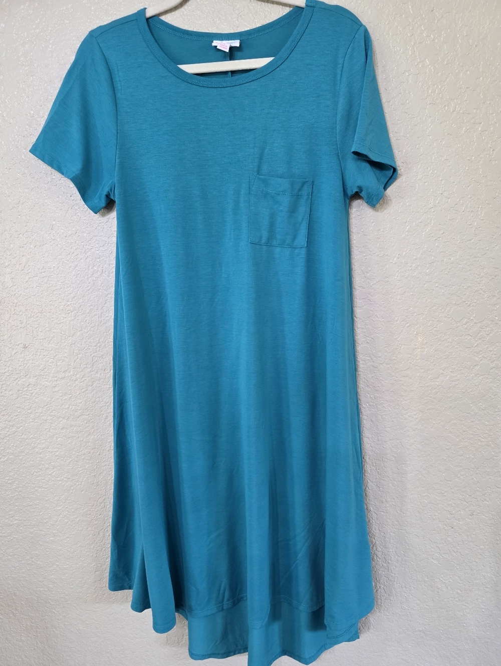 LuLaRoe Teal Carly High-low Swing Dress With Pocket